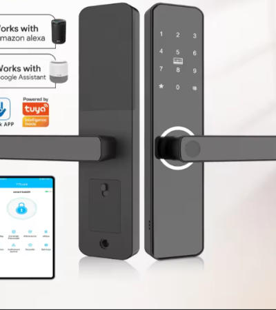 аюулгүй байдлын ttlock tuya wifi цахим биометрийн хурууны хээ түлхүүргүй нэвтрэх ухаалаг дижитал гар хаалганы түгжээ - Black-Tuya/Card+CODE+Key+Smartphone+Finger/TTlock